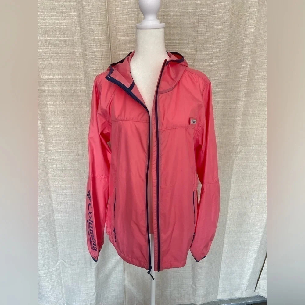 Columbia Women's Pink Hooded Windbreaker Jacket